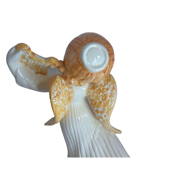 Vintage Atlantic Mold Ceramic Angel With Harp Christmas Holiday - Picture 7 of 9